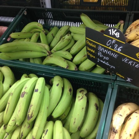 bananes vertes, guadeloupe